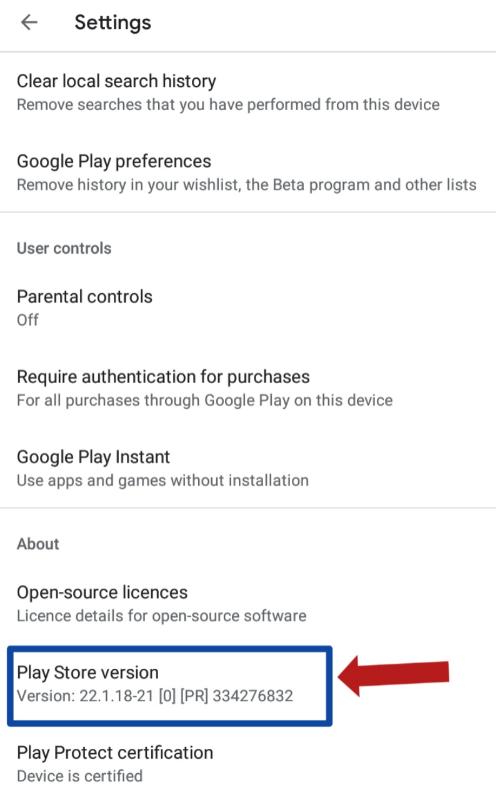 update the play store to latest version