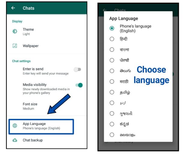 change dictionary whatsapp