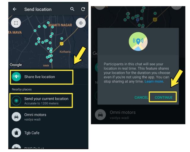 How to share live location on WhatsApp