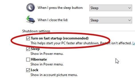 turn off fast startup