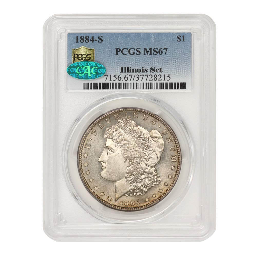 1884 S American Silver Morgan Dollar MS-67 Illinois Set by CoinFolio $1 PCGS/CAC MS67
